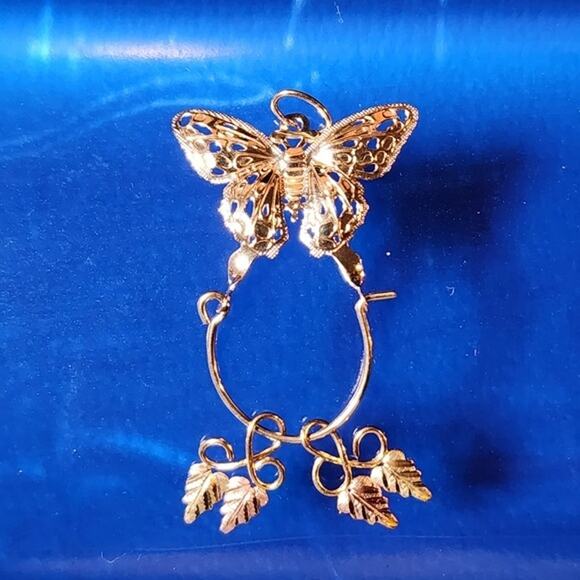 Vintage Polished Butterfly Filigree Charm Holder Pendant - Picture 9 of 9